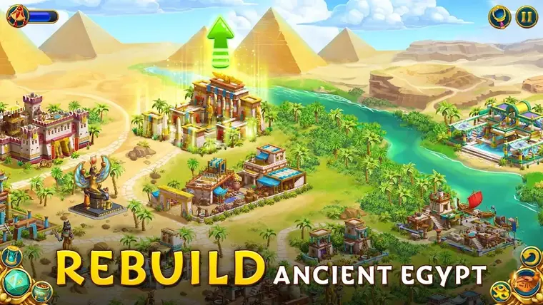 Wieder aufgebaute Stadt am Nil in Pyramid of Mahjong